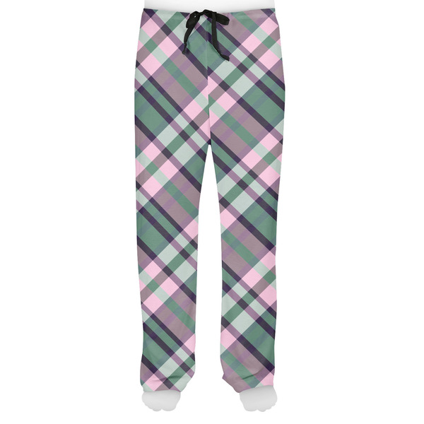 Plaid with Pop Men's Pjs Front - on model