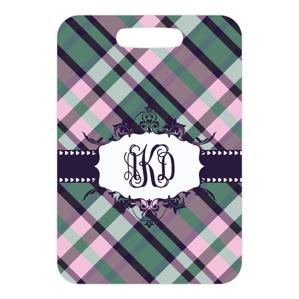 Plaid with Pop Metal Luggage Tag - Front Without Strap
