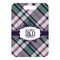 Plaid with Pop Metal Luggage Tag - Front Without Strap
