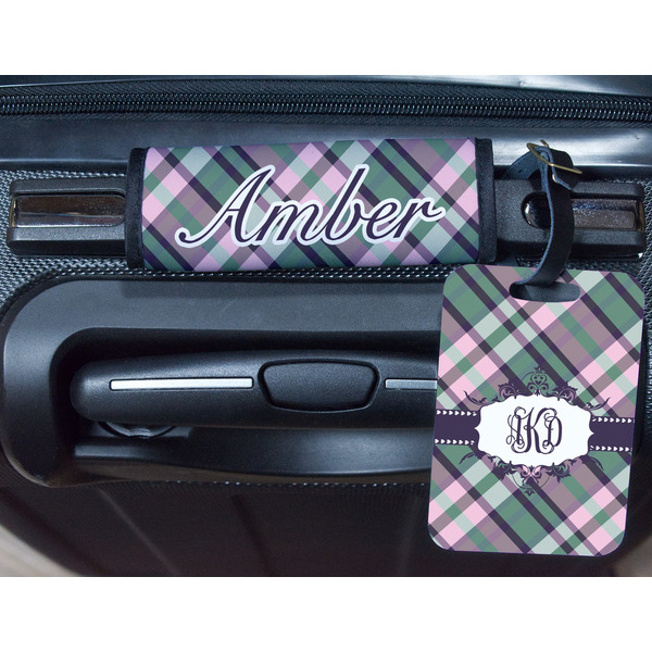 Plaid with Pop Metal Luggage Tag & Handle Wrap - In Context