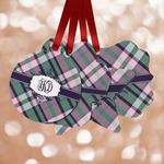 Plaid with Pop Metal Ornaments - Double Sided w/ Monogram