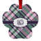 Plaid with Pop Metal Paw Ornament - Front