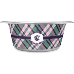 Plaid with Pop Stainless Steel Dog Bowl (Personalized)