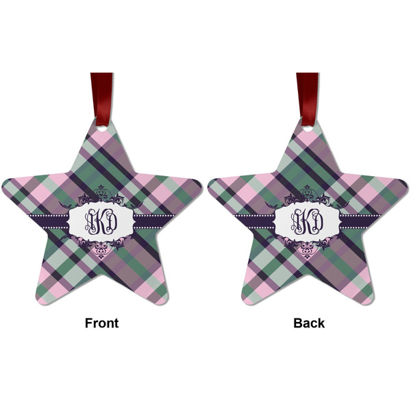 Plaid with Pop Metal Star Ornament - Front and Back