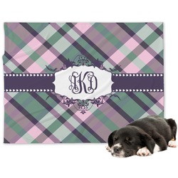 Plaid with Pop Dog Blanket - Large (Personalized)