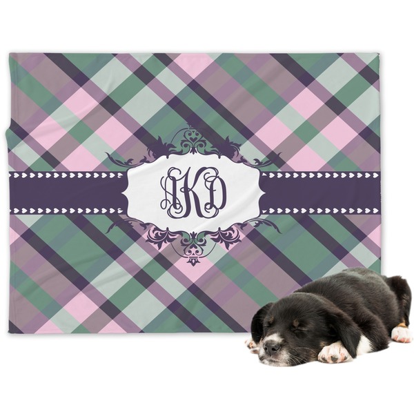 Custom Plaid with Pop Dog Blanket - Large (Personalized)