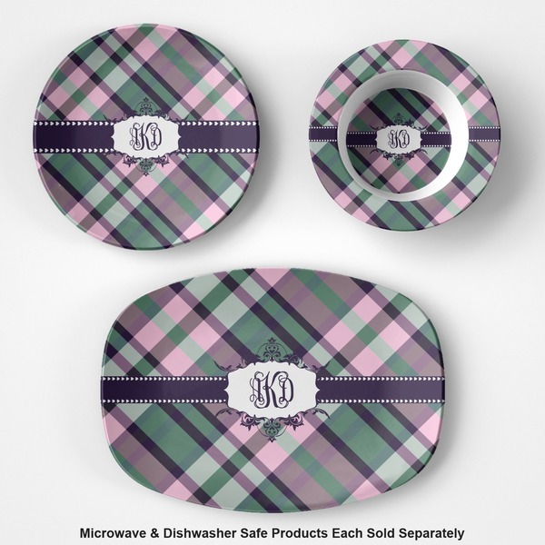 Plaid with Pop Microwave & Dishwasher Safe CP Plastic Dishware - Group
