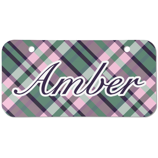 Custom Plaid with Pop Mini/Bicycle License Plate (2 Holes) (Personalized)