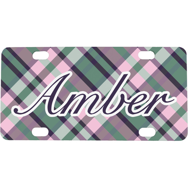 Custom Plaid with Pop Mini / Bicycle License Plate (4 Holes) (Personalized)