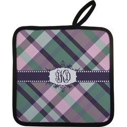 Plaid with Pop Pot Holder w/ Monogram