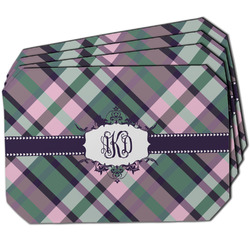 Plaid with Pop Dining Table Mat - Octagon w/ Monogram