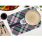 Plaid with Pop Octagon Placemat - Single front (LIFESTYLE) Flatlay