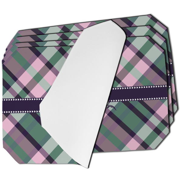 Custom Plaid with Pop Dining Table Mat - Octagon - Set of 4 (Single-Sided) w/ Monogram