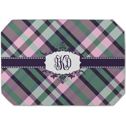 Plaid with Pop Dining Table Mat - Octagon (Single-Sided) w/ Monogram