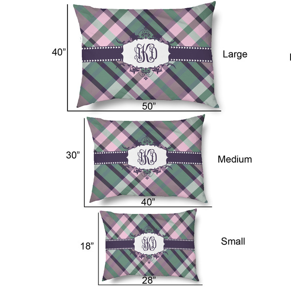 Plaid with Pop Outdoor Dog Beds - SIZE CHART