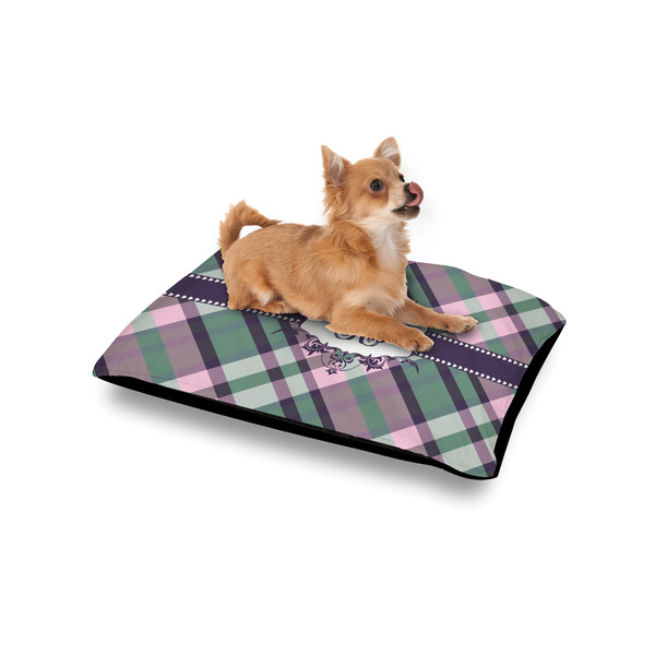 Plaid with Pop Outdoor Dog Beds - Small - IN CONTEXT