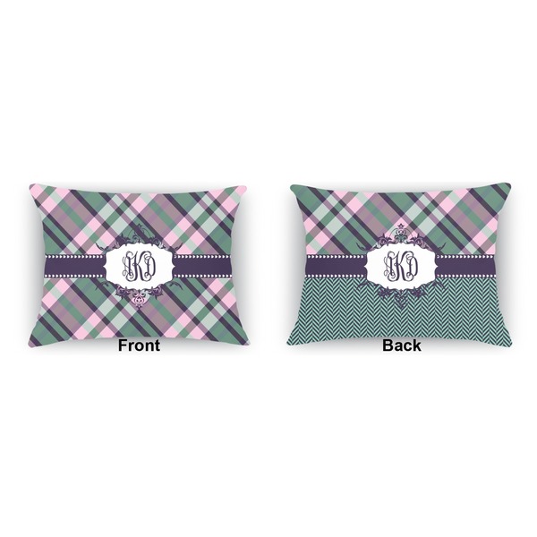 Plaid with Pop  Outdoor Rectangular Throw Pillow (Front and Back)