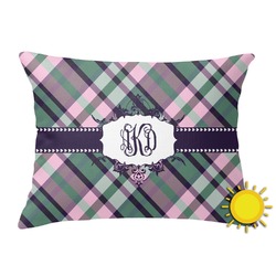Plaid with Pop Outdoor Throw Pillow (Rectangular) (Personalized)