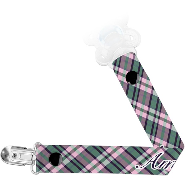 Custom Plaid with Pop Pacifier Clip (Personalized)