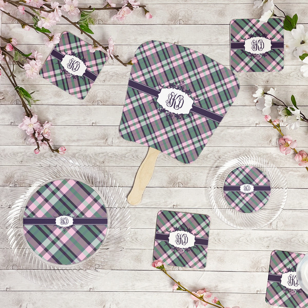 Plaid with Pop Party Supplies Combination Image - All items - Plates, Coasters, Fans