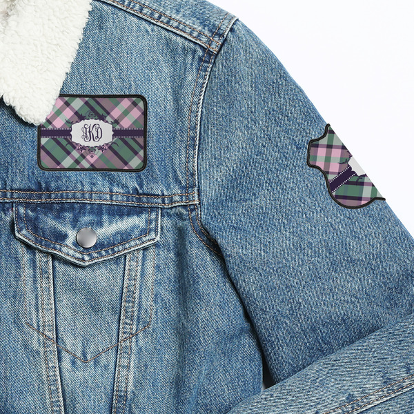 Plaid with Pop Patches Lifestyle Jean Jacket Detail