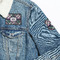 Plaid with Pop Patches Lifestyle Jean Jacket Detail