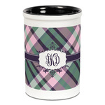 Plaid with Pop Ceramic Pencil Holders - Black