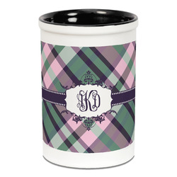 Plaid with Pop Ceramic Pencil Holders - Black