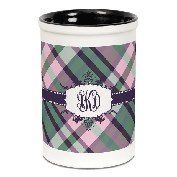 Plaid with Pop Pencil Holder - Black