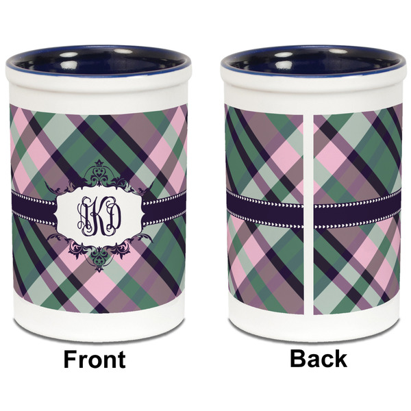 Plaid with Pop Pencil Holder - Blue - approval