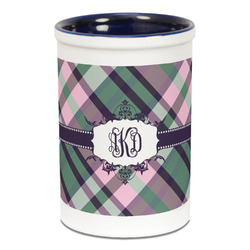 Plaid with Pop Ceramic Pencil Holders - Blue