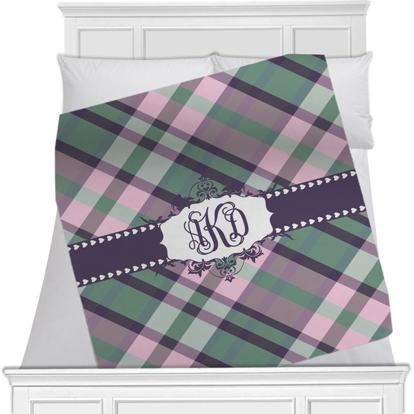 Custom Plaid with Pop Minky Blanket - Twin / Full - 80"x60" - Double Sided (Personalized)