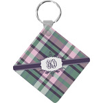 Plaid with Pop Diamond Plastic Keychain w/ Monogram
