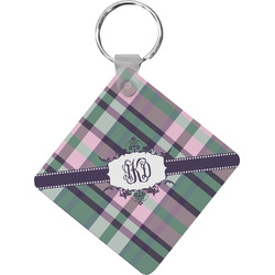 Plaid with Pop Diamond Plastic Keychain w/ Monogram