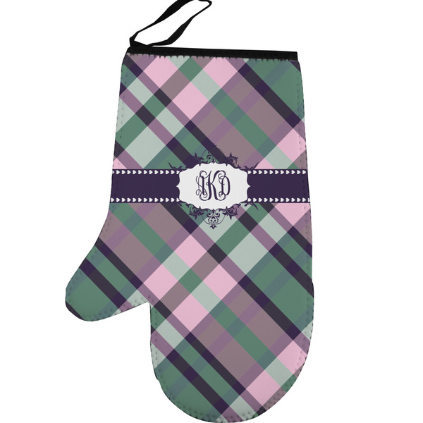 Plaid with Pop Personalized Oven Mitt - Left