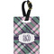 Plaid with Pop Plastic Luggage Tag - Rectangular w/ Monogram
