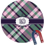Plaid with Pop Round Fridge Magnet (Personalized)