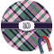 Plaid with Pop Round Fridge Magnet (Personalized)