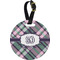 Plaid with Pop Plastic Luggage Tag - Round (Personalized)