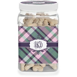 Plaid with Pop Dog Treat Jar (Personalized)