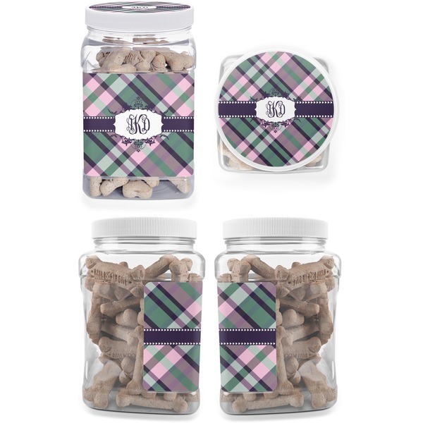Plaid with Pop Pet Treat Jar - Multiple Angles