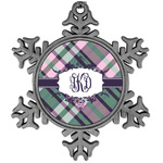 Plaid with Pop Vintage Snowflake Ornament (Personalized)