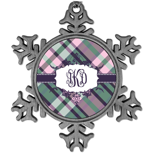 Custom Plaid with Pop Vintage Snowflake Ornament (Personalized)