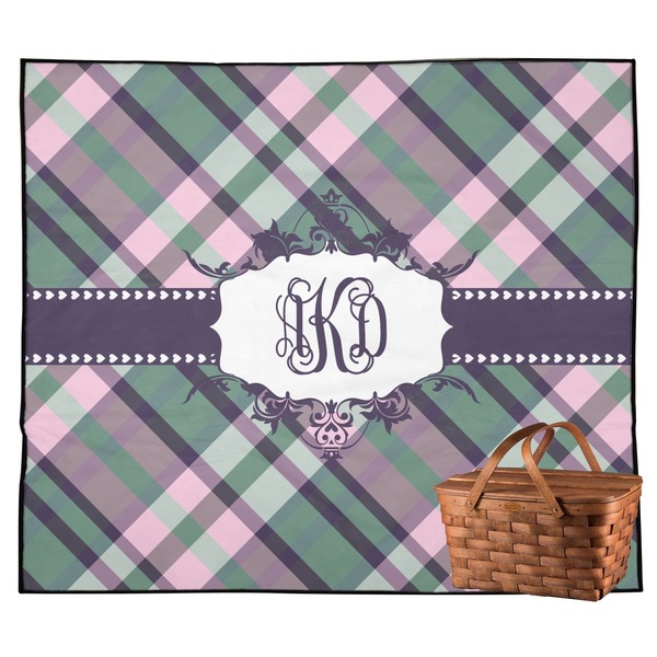 Custom Plaid with Pop Outdoor Picnic Blanket (Personalized)