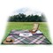 Plaid with Pop Picnic Blanket - with Basket Hat and Book - in Use