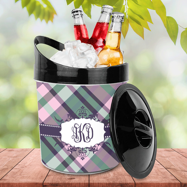 Plaid with Pop Plastic Ice Bucket - LIFESTYLE