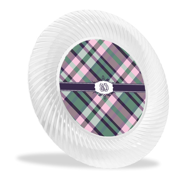 Custom Plaid with Pop Plastic Party Dinner Plates - 10" (Personalized)