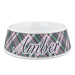 Plaid with Pop Plastic Dog Bowl (Personalized)