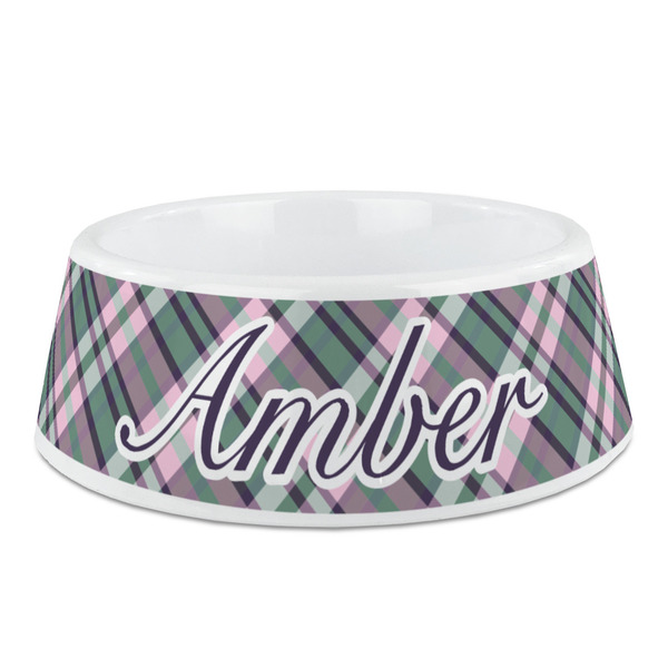 Custom Plaid with Pop Plastic Dog Bowl (Personalized)