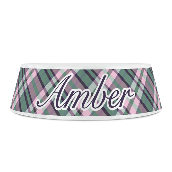 Plaid with Pop Plastic Pet Bowls - Small - FRONT
